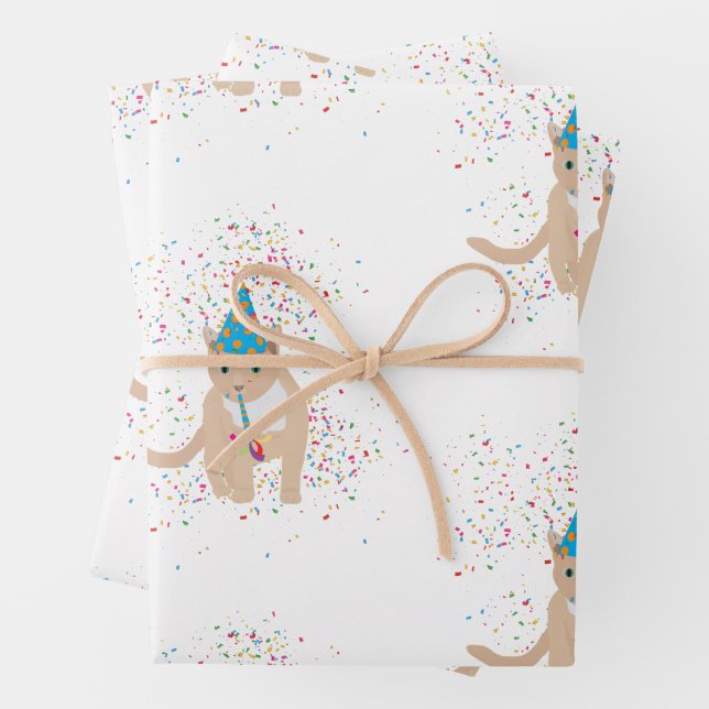 Funny Cat Animals mit Party Geschenkpapier Set (Beispiel)