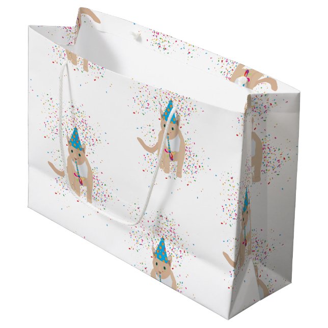 Funny Cat Animals mit Party Große Geschenktüte (Vorderseite Schrägansicht)