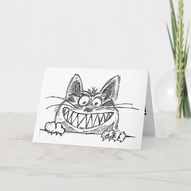 FUNNY CAT ART GEBURTSTAGSKARTEN KARTE (Vorderseite)