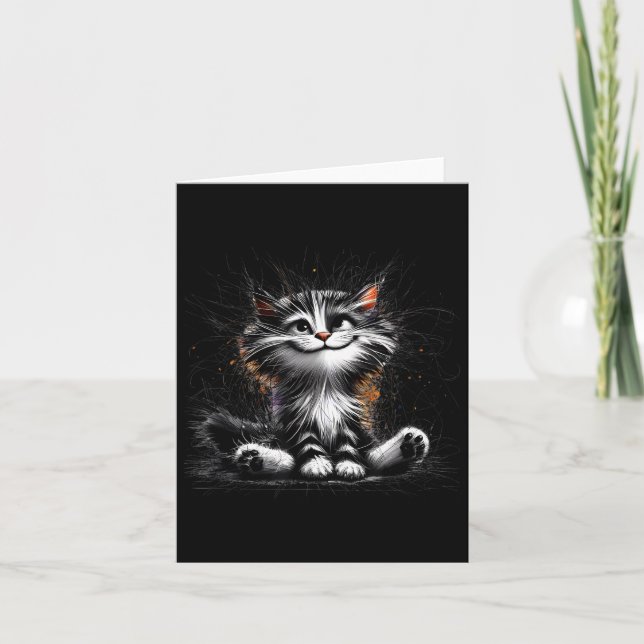 Funny Cat Art Print Karte (Vorderseite)