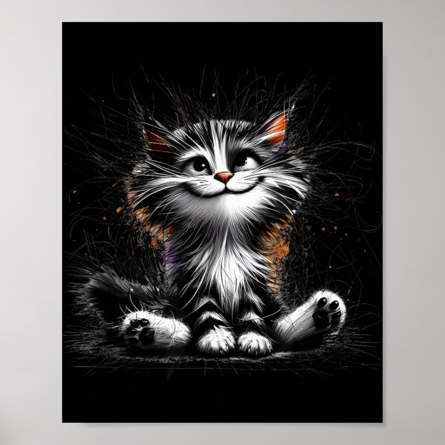 Funny Cat Art Print Poster (Vorne)