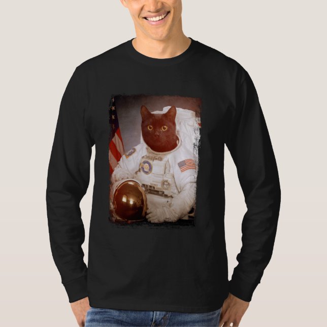 Funny Cat Astronaut Moon Space Mission Animal Astr T-Shirt (Vorderseite)