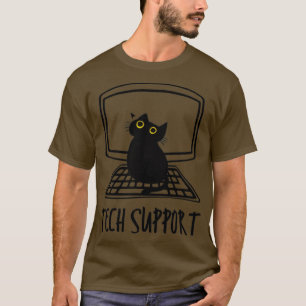 Funny Cat auf Computer-Technologie-Support T-Shirt
