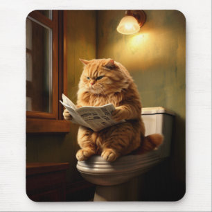 Funny Cat auf der Toilette   Quirky Bathroom Spaß Mousepad