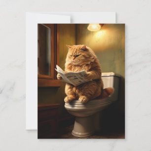 Funny Cat auf der Toilette   Quirky Bathroom Spaß Postkarte