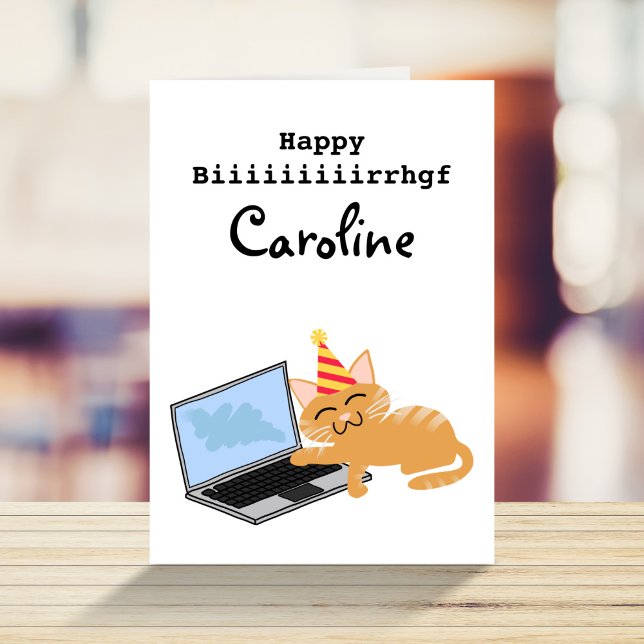 Funny Cat auf Laptop tippen Happy Birthday Card Karte (Von Creator hochgeladen)