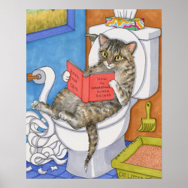 Funny Cat auf Toilette 535 Poster (Vorne)