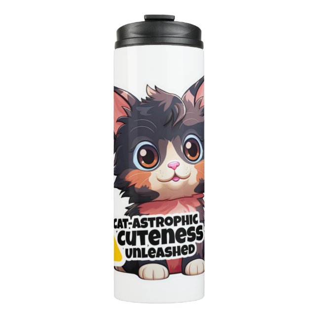 Funny cat Aufkleber Klassischer T - Shirt (5) Thermosbecher (Vorderseite)