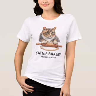 Funny Cat Baker T-Shirt 😺 “Catnip Bakery” | Cute  Tri-Blend Shirt