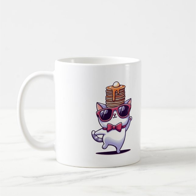 Funny Cat Balancing Pancstack Kaffeetasse (Links)