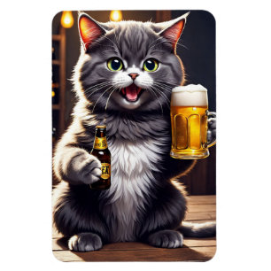 Funny Cat Beer Kühlschrank Magnet