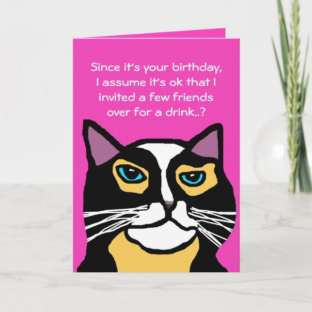 Funny Cat Birthday Card Geschenk Einladung (Vorderseite)