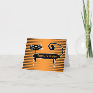 Funny Cat Birthday Card Orange Karte