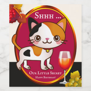 Funny Cat Birthday Wine Label Weinetikett