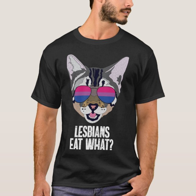 Funny Cat Bisexual Lesbians essen was Bi Pride Pul T-Shirt (Vorderseite)