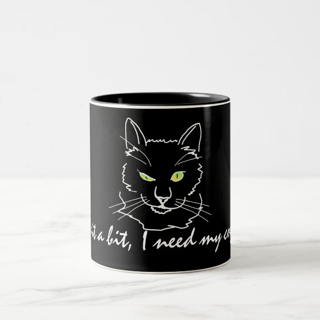 Funny Cat Black Zweifarbige Tasse (Mittel)
