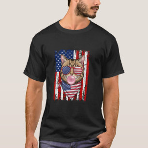 Funny Cat blasen Blase 4. Juli Katze Lover T-Shirt