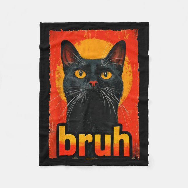 Funny Cat Bruh For Teens Boys Girls Men Women Meme Fleecedecke (Vorderseite)