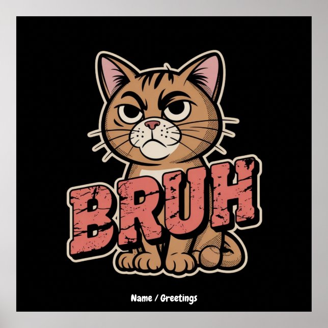 Funny Cat Bruh Meme Graphic Spaß Cat Lover Geschen Poster (Vorne)