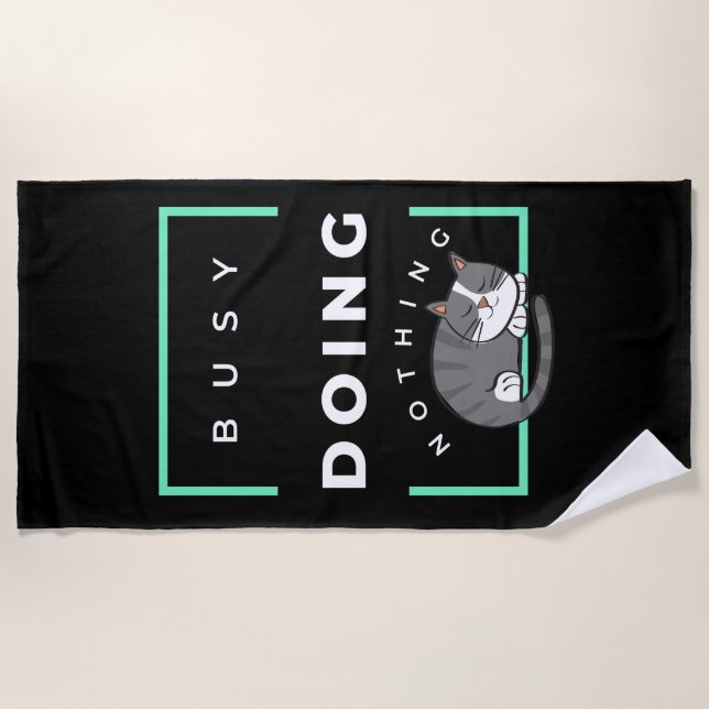 FUNNY CAT BUSY TUT NICHTS STRANDTUCH (Vorderseite)