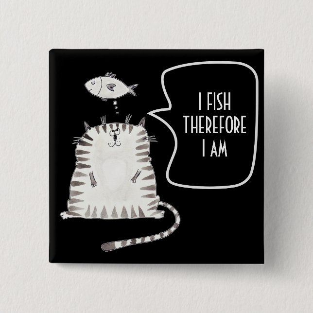 Funny Cat Button Black and White (Vorderseite)