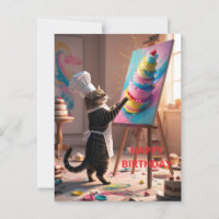 Funny Cat Cake Cake Happy Birthday Grußkarte