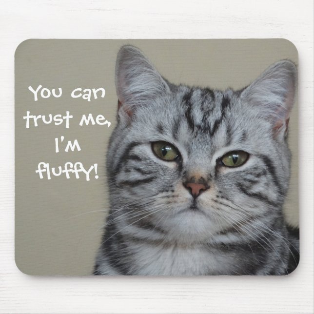 Funny Cat Caption Trust Me I'm Fluffy Mousepad (Vorne)