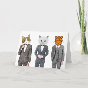 FUNNY CAT CARDS, KATZEN, SCHLECHT TRAGEN, BLANK KARTE