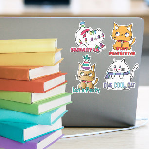 Funny Cat Cartoon Colorful Kawaii Kitten Moderne Aufkleber