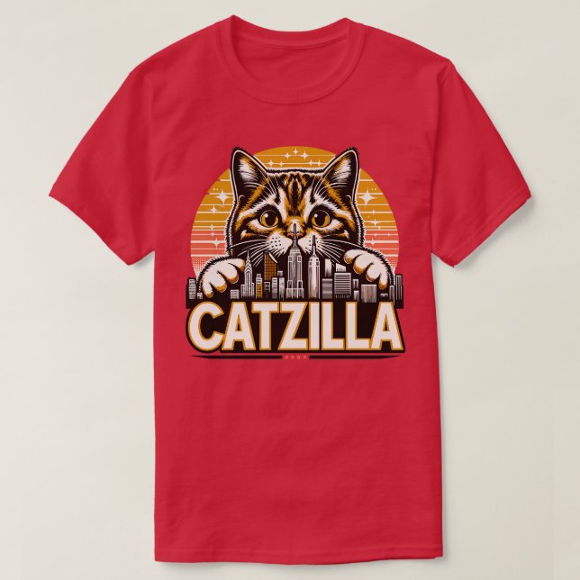 Funny Cat Catzilla T-Shirt (Design vorne)