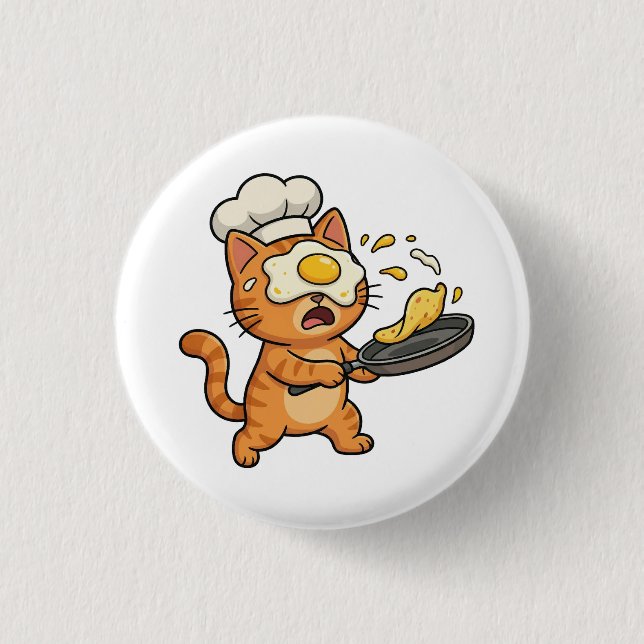 Funny Cat Chef Button (Vorderseite)