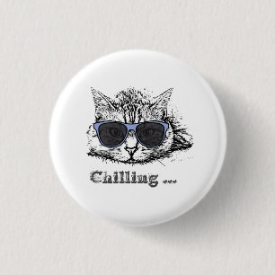 Funny Cat Chilling mit Niedlicher Sonnenbrille Button