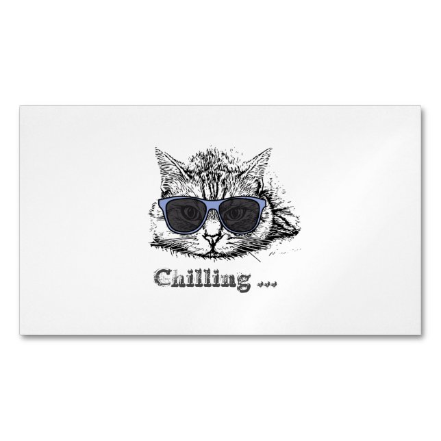 Funny Cat Chilling mit Niedlicher Sonnenbrille     Magnetische Visitenkarte (Vorderseite)