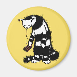 Funny Cat Chocolate Lover - Tinte Gezeichnet Drool Magnet