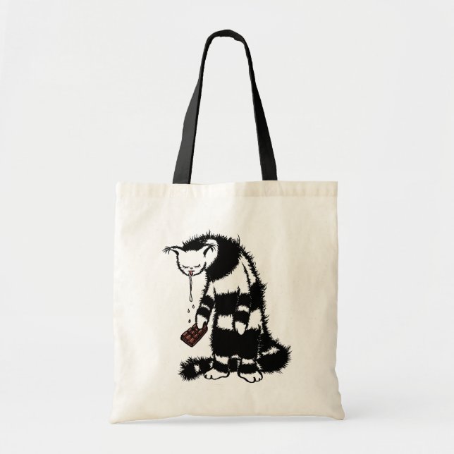 Funny Cat Chocolate Lover - Tinte Gezeichnet Drool Tragetasche (Vorne)