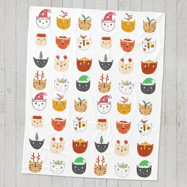 Funny Cat Christmas Blanket Fleecedecke (Fun Christmas cat cozy blanket)