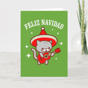 Funny Cat Christmas Card: ‚FELIZ NAVIDAD‘ Karte