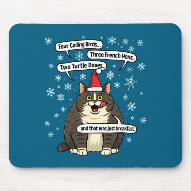 Funny Cat Christmas Carol Meme Merch Santa Hat Kit Mousepad (Vorne)