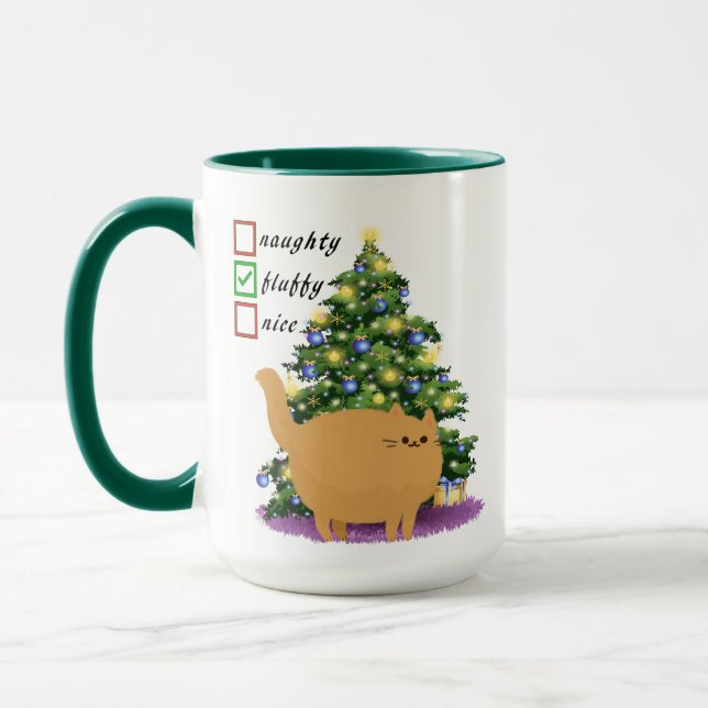 Funny Cat Christmas Checklist Tasse (Links)