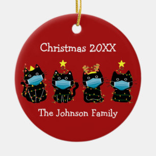 Funny Cat Christmas Covid Gesicht Masken Custom Re Keramik Ornament