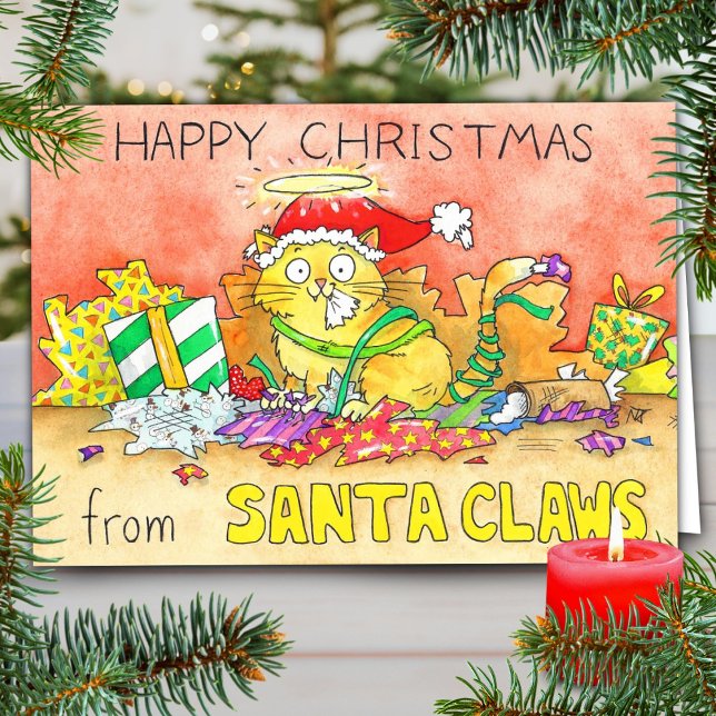 Funny Cat Christmas Grußkarte Karte (Von Creator hochgeladen)