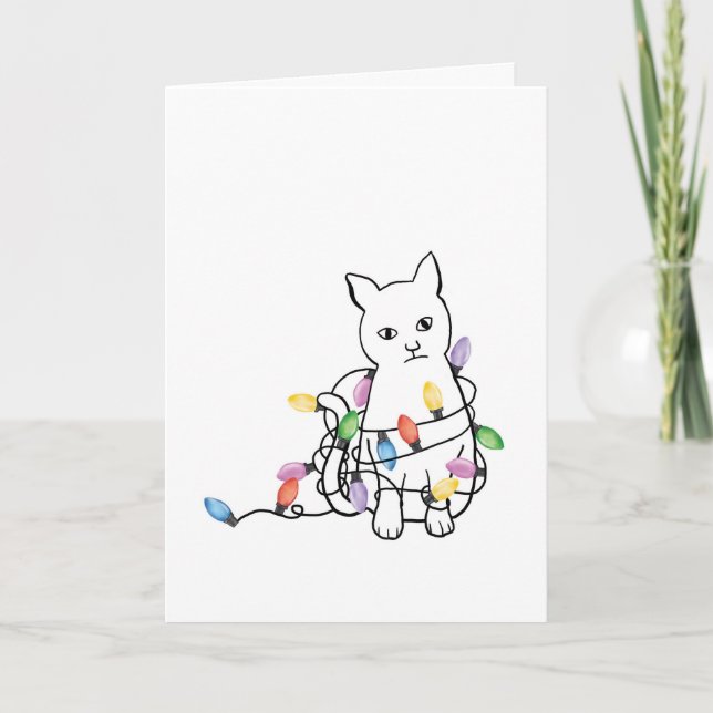Funny Cat Christmas Holiday Card Feiertagskarte (Vorderseite)