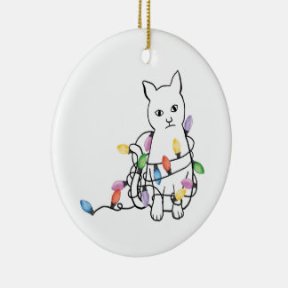 Funny Cat Christmas Holiday  Keramik Ornament