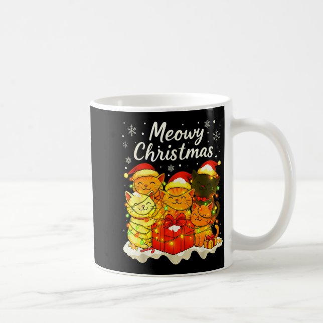Funny Cat Christmas Holiday Xmas Santa Hat Meowy C Kaffeetasse (Rechts)