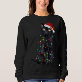 Funny Cat Christmas Lights Weihnachtsmannmütze Bla Sweatshirt