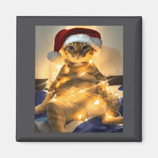 Funny Cat Christmas Meme Shirt Cute Holiday Meme C Magnet (Vorne)