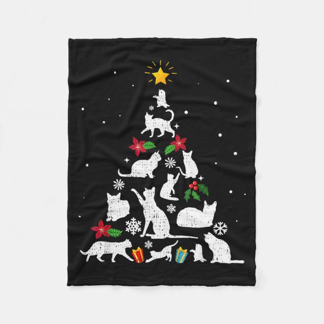 Funny Cat Christmas Tree For Men Women Kids  Fleecedecke (Vorderseite)