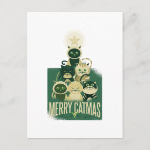 Funny Cat Christmas Tree Merry Catmas Grafik Postkarte