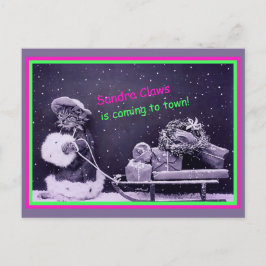 Funny Cat Christmas Vintag Postkarte