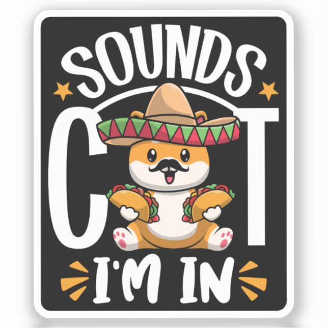 Funny Cat Cinco De Mayo Gift Sombrero Tacos Lover Aufkleber (Vorderseite)